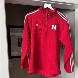 Adidas Red Pullover with White Stripes